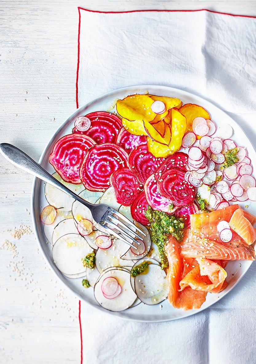 Carpaccio de légumes et saumon
