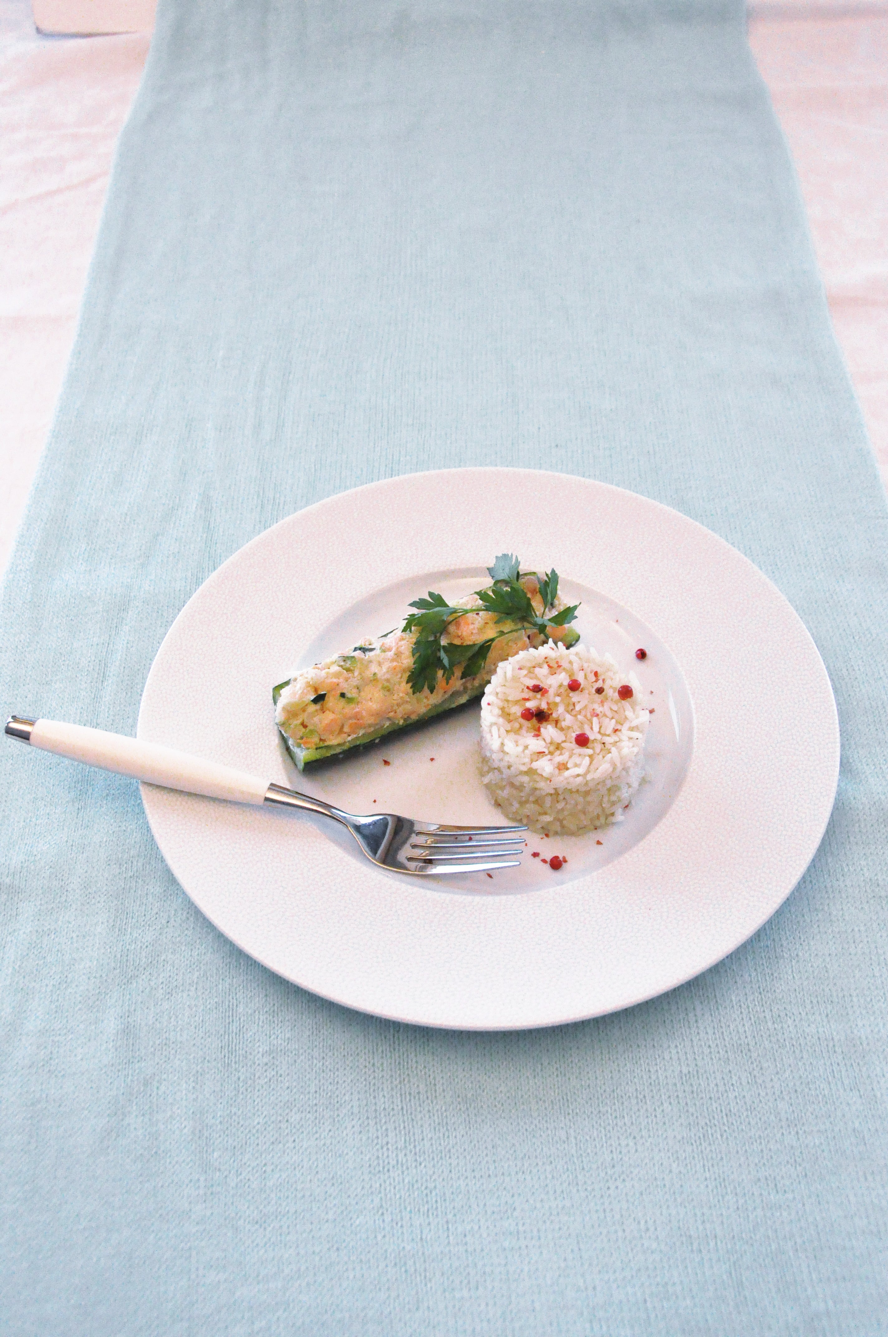 Gevulde courgettes met zalm