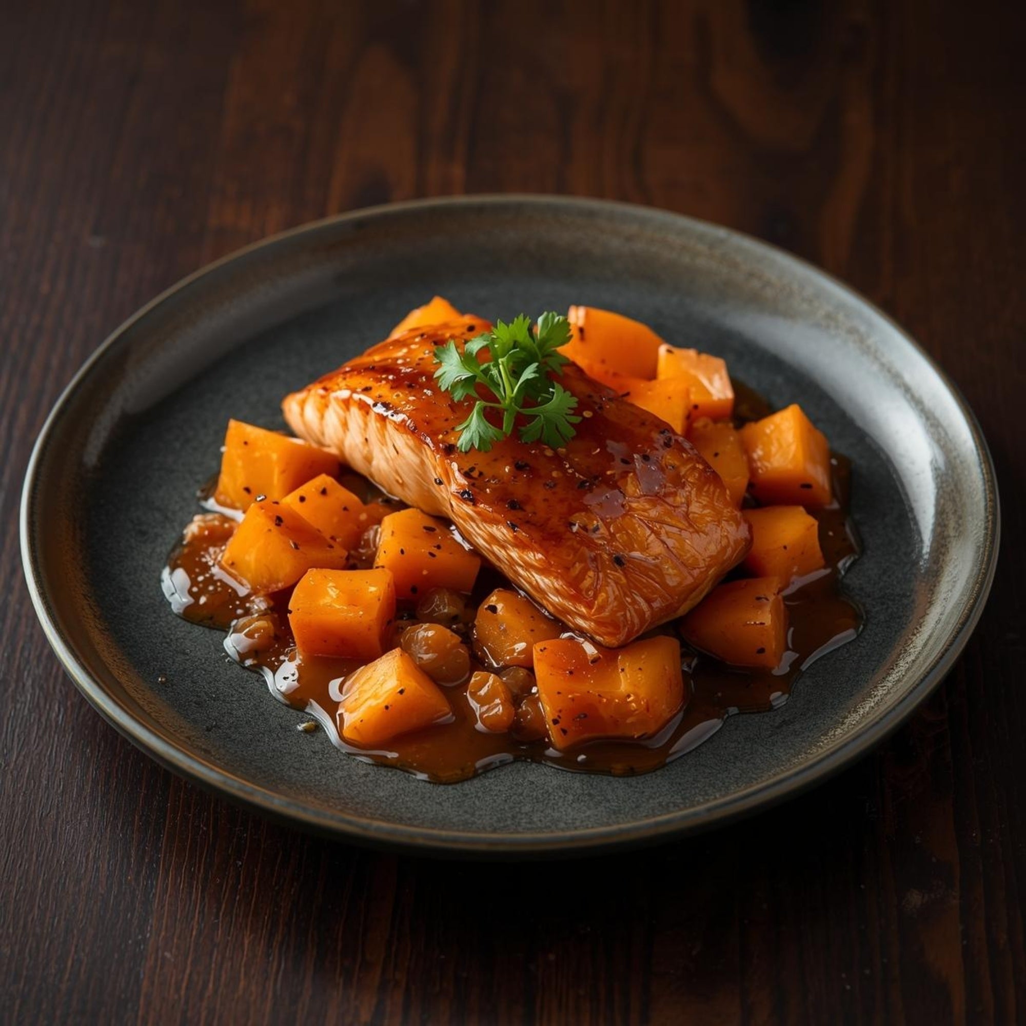 Teriyaki-lax med sötpotatis