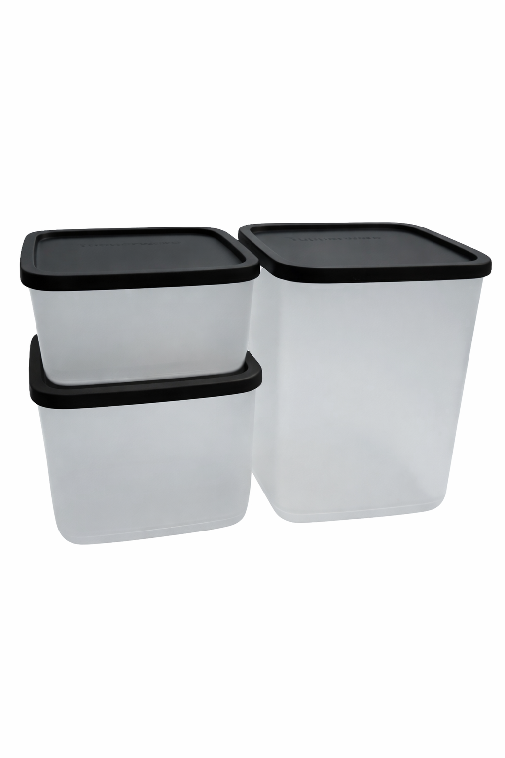 Set 3 Cubix base blanche, couvercle noir 650 ml, 1 l et 1,8 l