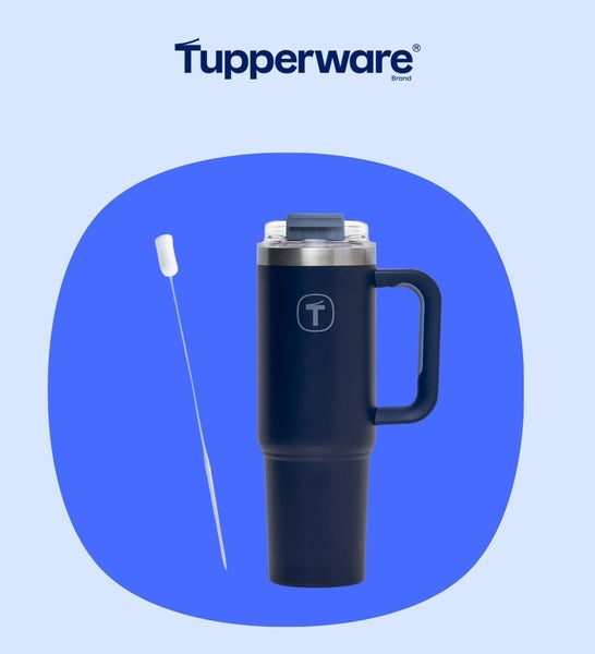 tupperware aufbewahrung blau Tupperware® big T Tumbler 1,1 l blau + 1 Strohhalmbürste mit Schutz – OOBO – TUPPERWARE FRANCE