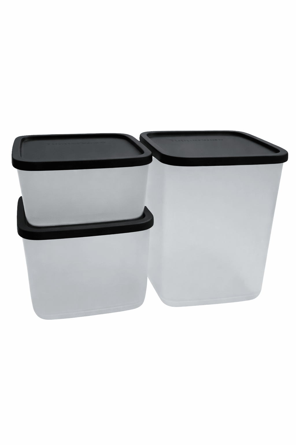 Set 3 Cubix base blanche, couvercle noir 650 ml, 1 l et 1,8 l - Tupperware Europe